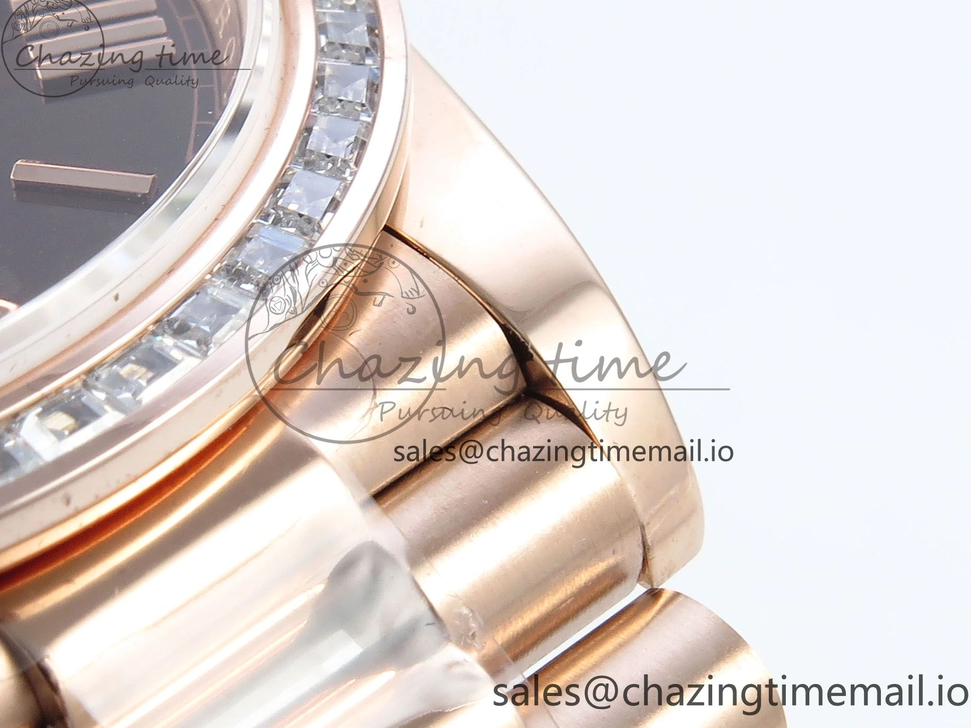 MiroTime 0521 Lightweight DayDate 40 RG QF 1:1 Best Edition Brown Roman Dial Diamonds Bezel on President Bracelet A2836 V5 (Gain Weight) 475
